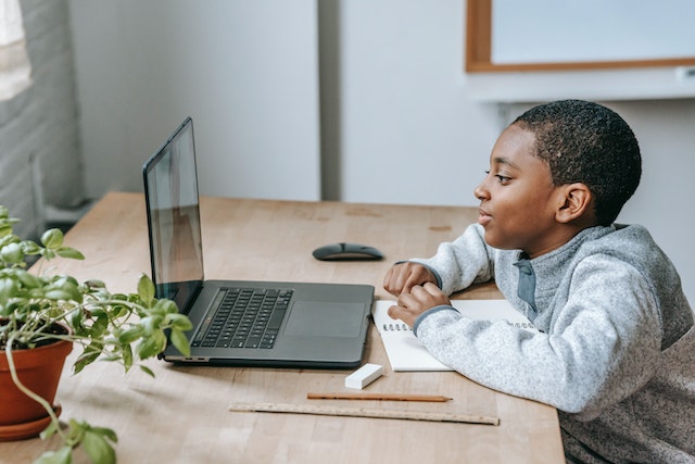 Child in front of laptop