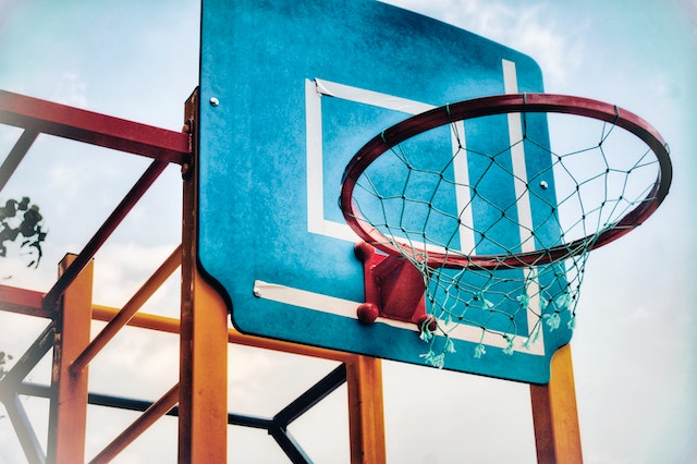 Close up of outdoor basketball net