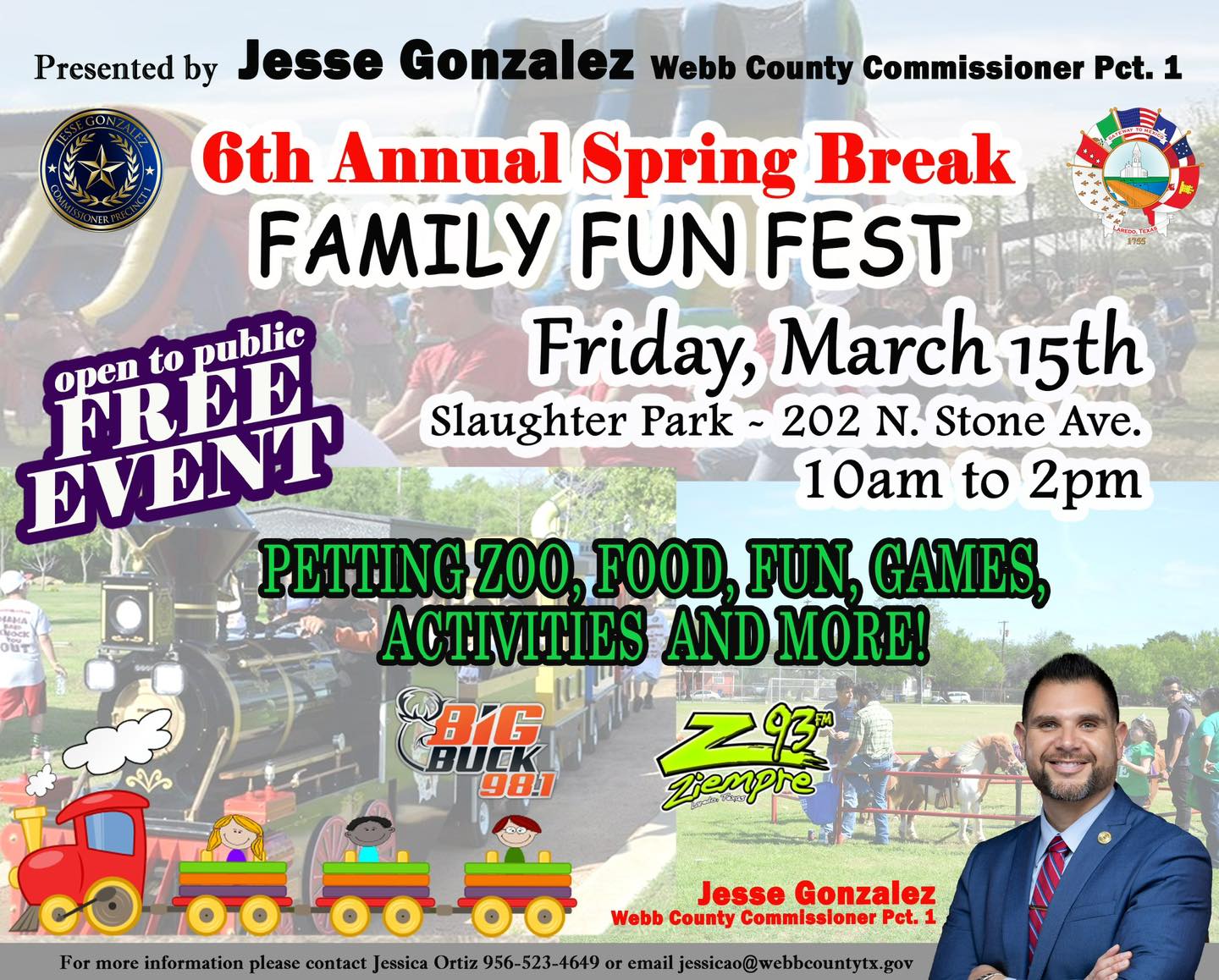 Family Fun Fest Spring Break 2024 Flyer, Laredo Jessee Gonzalez Commissioner