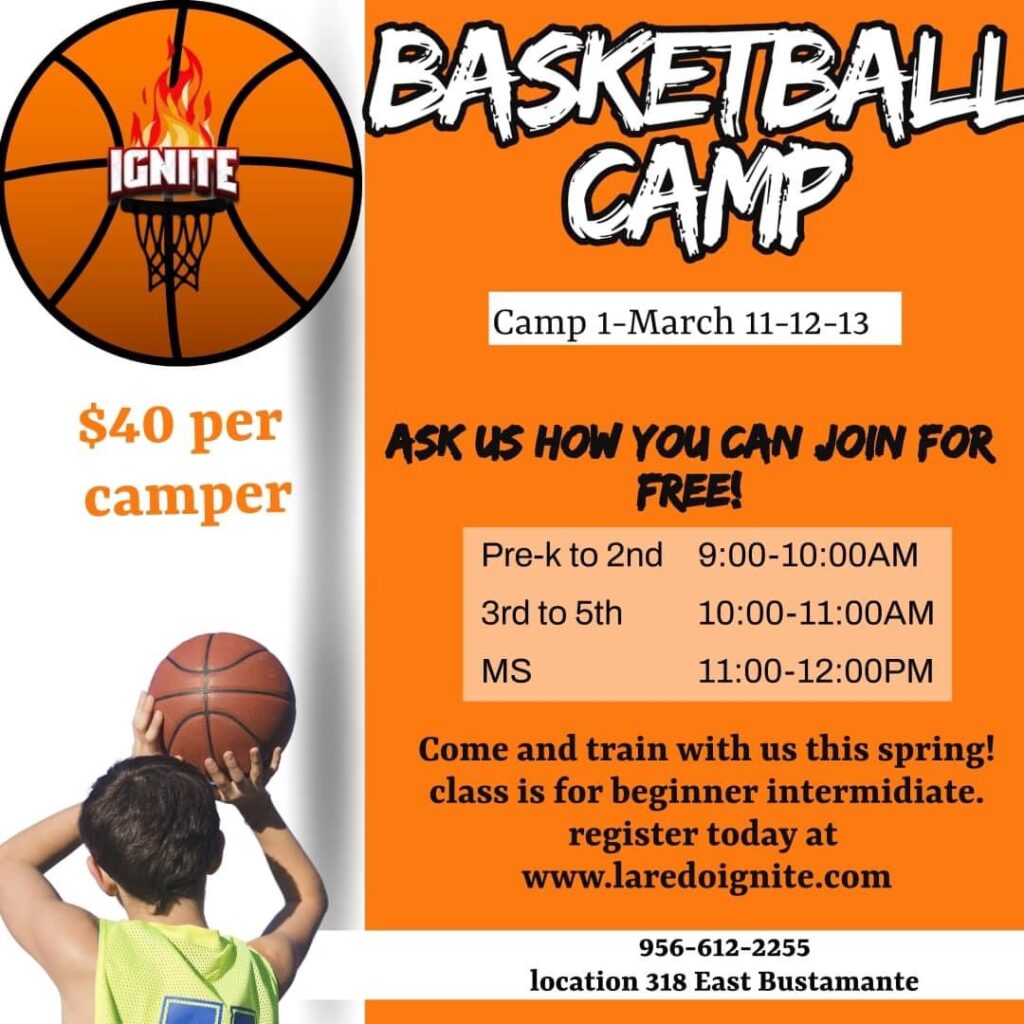 Ignite Basketball Spring Break 2024 Camp Flyer