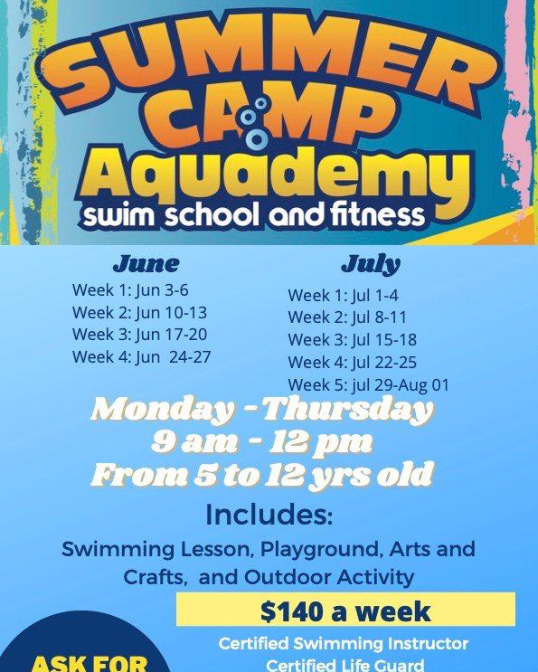 Aquademy Summer Camp 2024 Flyer