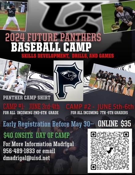 USHS Panther Baseball Camp 2024 Flyer